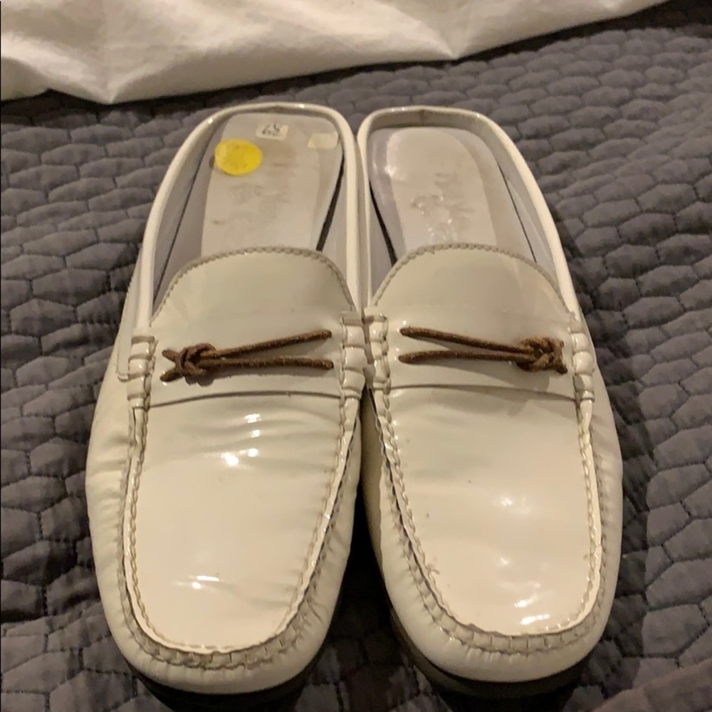 Patten leather flats